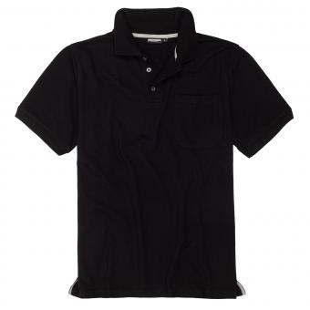 Polo-Shirt mit Brusttasche in Übergröße Schwarz 