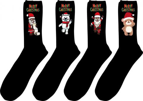4 paar Gesundheits-Socken mit Weihnachts-Druck Größe 47-50 